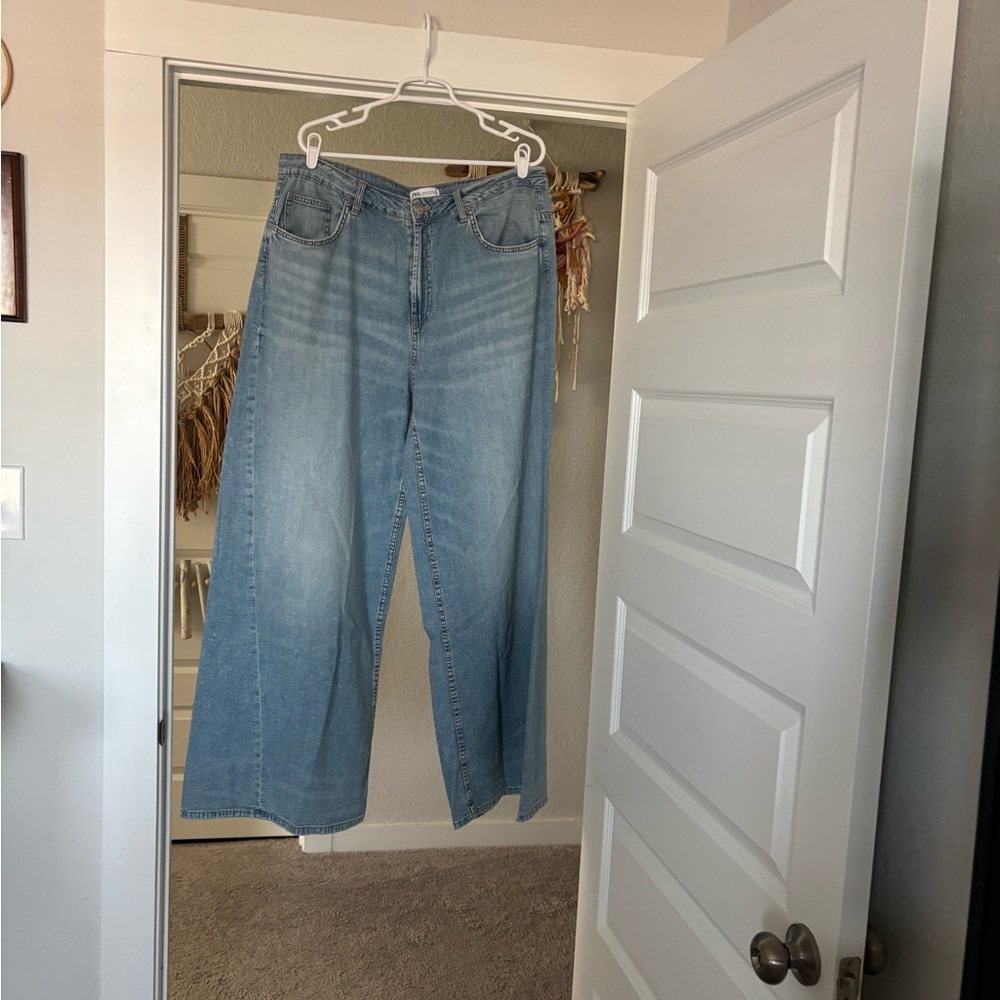 Zara Light Blue Flare & Wide Leg Jeans